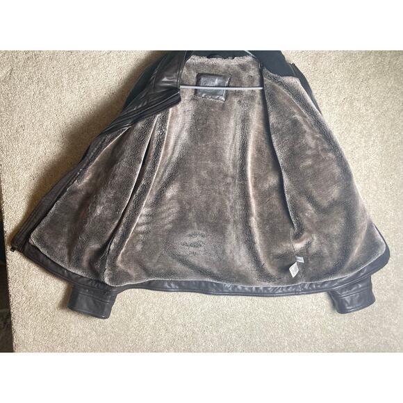Calvin Klein Brown Leather Like Outer Jacket Coat Mens Large Polyester Filling - Picture 10 of 16